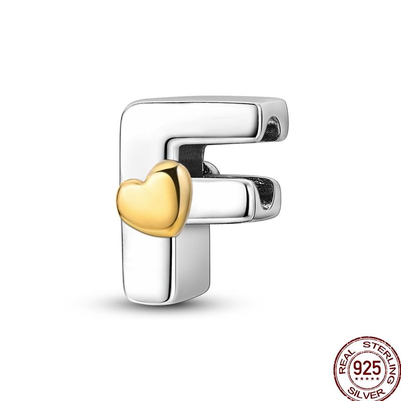 Copper 26 Letter English Alphabet Charms Beads Gold Heart Pendant Fit Original Bracelet Diy Jewelry Making As Gifts