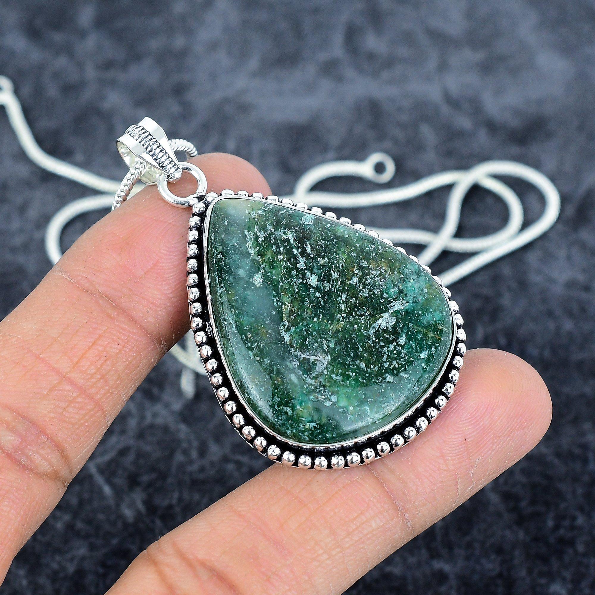 

Green Aventurine Gemstone 925 Sterling Silver Jewelry Pendant 2.25 M-2858