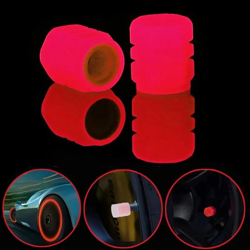 20Pc Luminous Valve Caps Fluorescent Night Glowing Decor Car Motorcycle Bicycle Wheel Hub Valve Stem Cap Styling Car Accessories Valve Stems 1