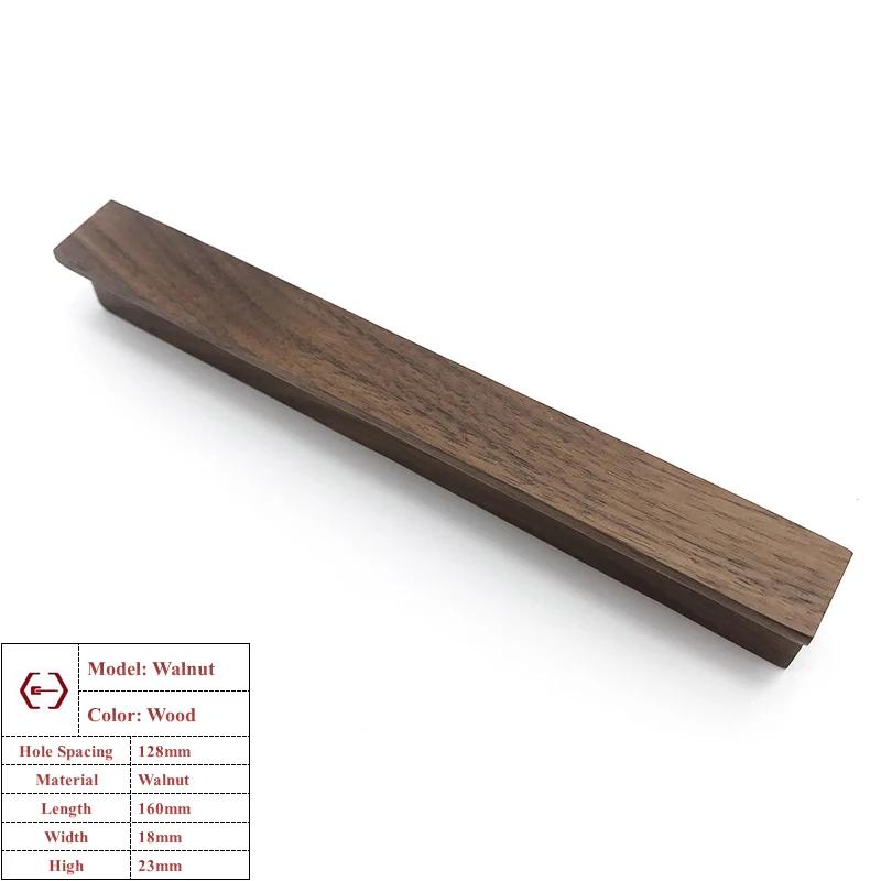 Walnut Wooden Furniture Handle Beech Wood Kitchen Cabinet Knobs Wardrobe Pulls Long Handle Drawers Dresser Hardware Door Handles