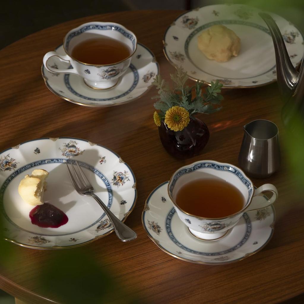 NARUMI Sharilamoon Cup and Saucer Stylish Perfect for Tea and Wedding Made in Gift Set, 230cc, Retro, Modern, Elegant, Pair, Coffee, Gift, Japan,