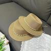 Small Pearl Woven Bow Flat Top Hat Women's Summer Sun Protection Straw Hat Small Brim Basin Hat Sunshade Travel Top Hat