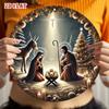 Metal Poster Wall Art Christmas Bethlehem Star Holy Family Home Decor