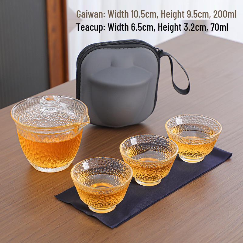 Portable Quick Brew Glass Teapot with Cups - Outdoor Travel Gongfu Tea Set