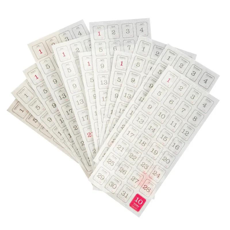 12pcs/set Handbook Notebook Date Stickers Labels Journal Album Calendar Stickers Handmade Sticker Materials