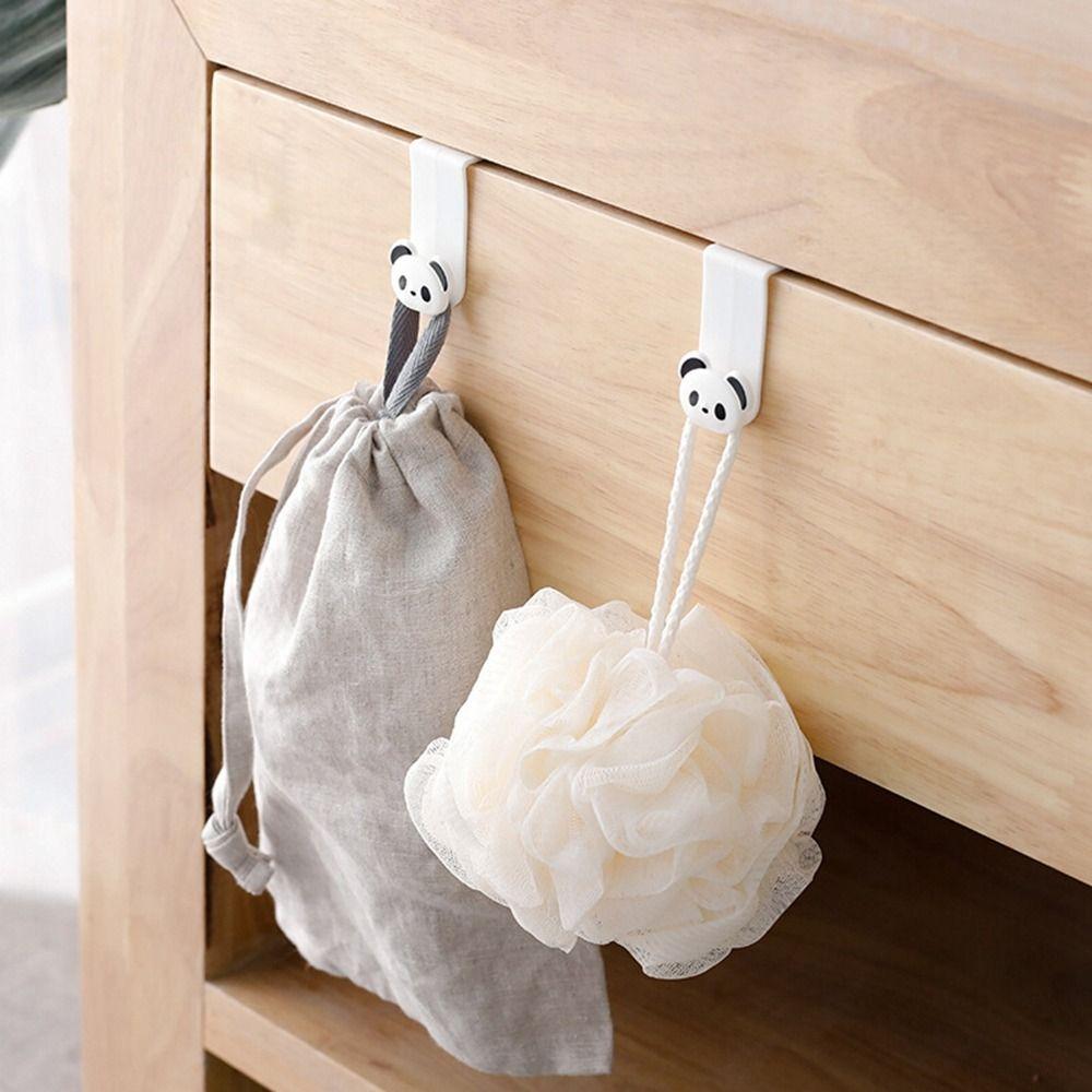 

2pcs Cute Panda Plastic Hook White Garbage Bags Wall Hanger Panda Door Hook Household