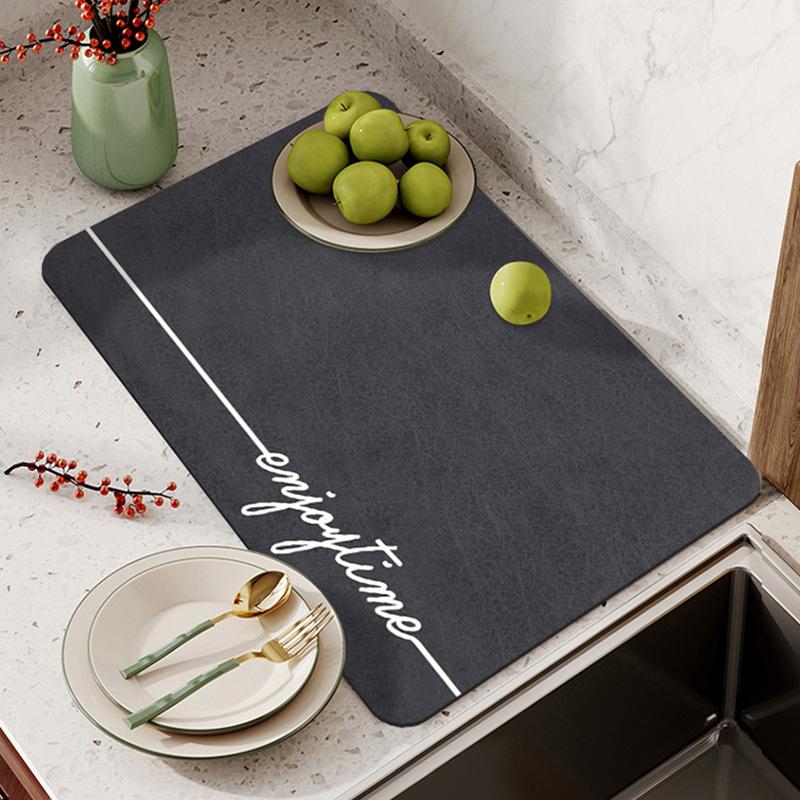 Coffee Machine Absorbent Mat Bowl Dish Drying Mat Non-slip Bar Drain Mat Kitchen Countertop Mat Table Washer Mat