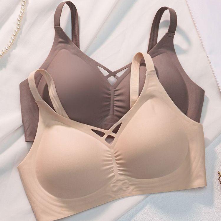 

Women Trackless Bras Solid Female Push Up Bras Wireless With Pad Backless Sexy Bras For Lady Girls Simple Bras 32/70AB кавовий