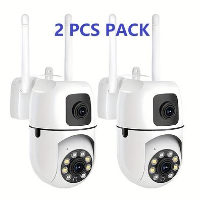 Two Dual-lens Network Security Cameras, with Automatic Tracking, PTZ Control and High-definition Night Vision Function, Alarm Reminder, Two-way Call