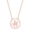 Kinitial Stainless Steel Hand Gestures Necklace I Love You Palm Sign Language Necklace Simple American Rock Necklaces Jewelry
