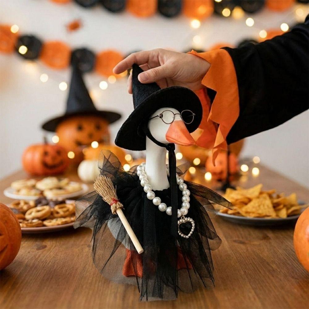 Wizard Hat Tulle Skirt Goose Witch Dress Up Costume Porch Goose Witch Scene Prop Yard Decoration