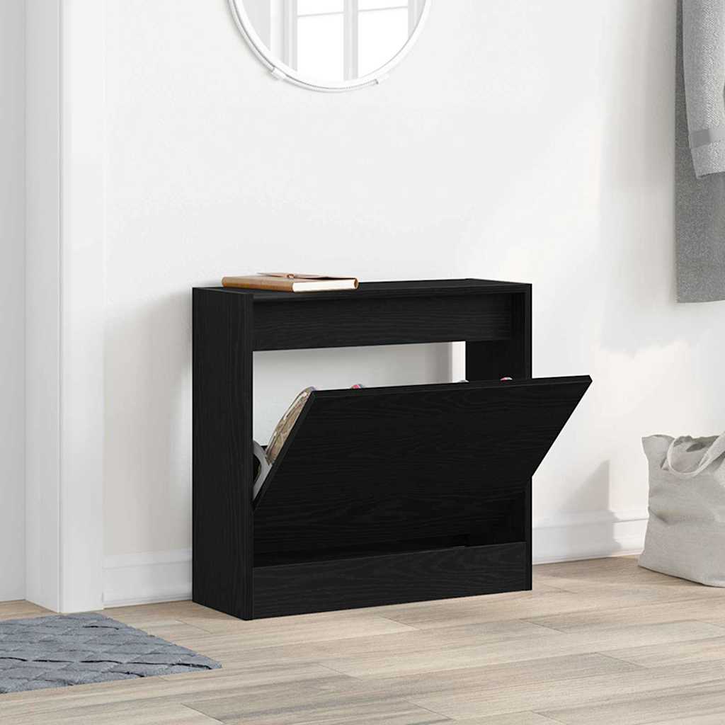 Shoe Cabinet Black Oak Effect 60 x 21 x 57 cm Particleboard