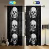 2 Stück Drei Weise Schädel Bedruckter Vorhang für Heimdekoration - Stangentasche Fensterdekoration für Schlafzimmer, Büro, Küche und Wohnzimmer