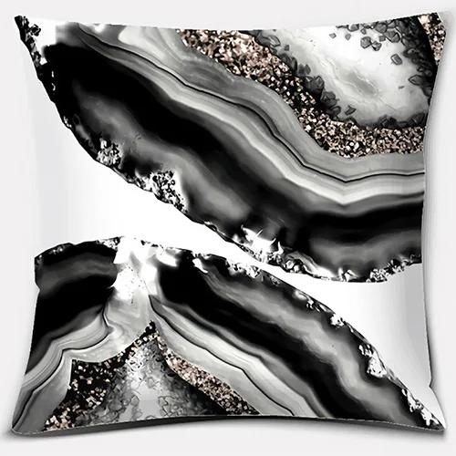4Pcs Black & White Agate Pattern Pillowcasesuitable For Sofa Car Bedroom Decorative Cushion Cover Pillow Cover