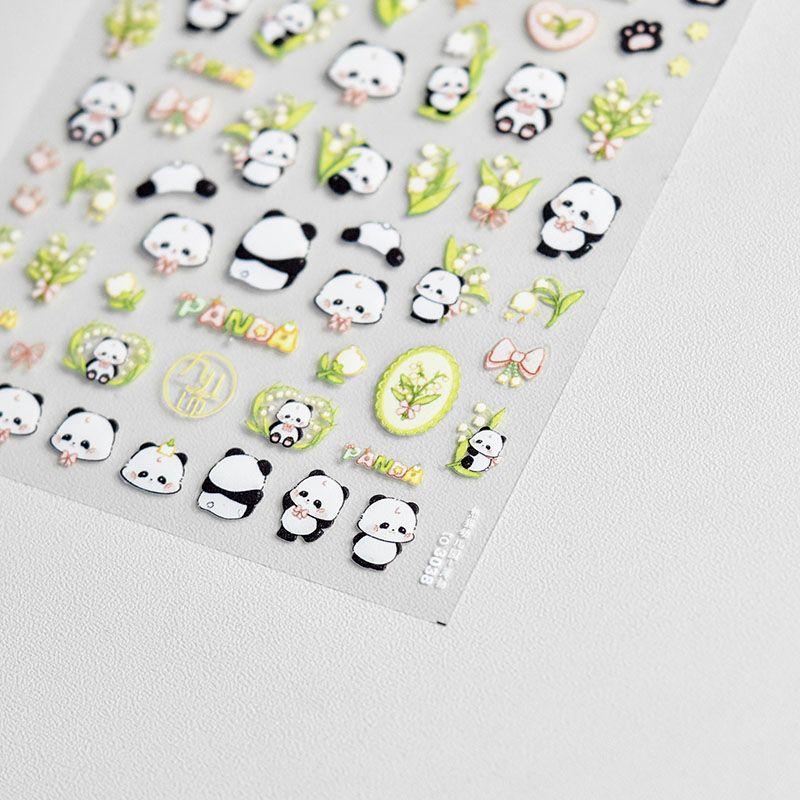 

Linglan Lesser Panda Nail Art Sticker Tomoni Embossed Adhesive 5D Nail Sticker Cute Cartoon Nail Ornament Panda Kindergarten 3038((Thin and tough))