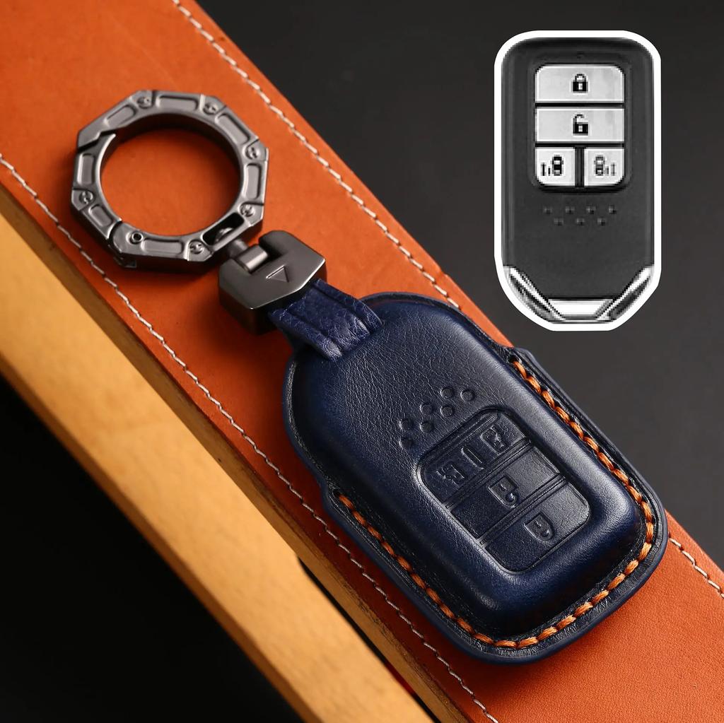 Leather Car Key Case Cover Shell For Honda Civic Accord Vezel Fit Crv Hrv Crz Hrv Polit Jazz Jade Stepwgn Elysion Pilot Odyssey