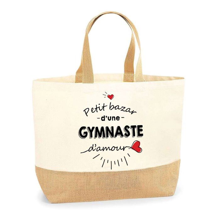 Sac en jute - PLANETEE - Petit Bazar Gymnaste d'Amour - jute naturel - multicolore - porté épaule
