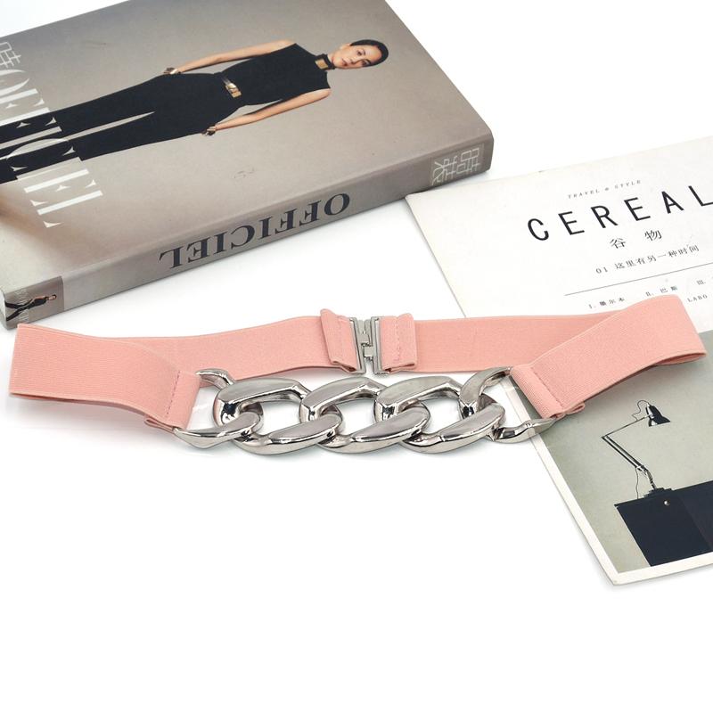 Zlatý řetízkový pás Elastické stříbrné kovové pásy pro ženy Strečové cummerbunds
