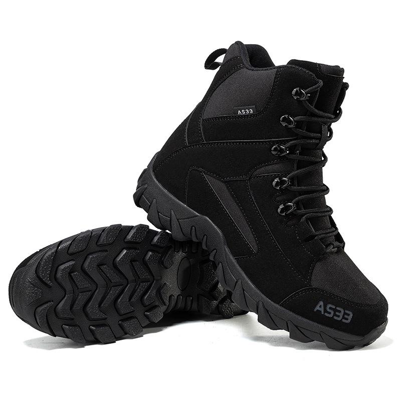 Men's Plus Size Fleece-Lined Combat High-Top Boots - Outdoor Casual Winter Hiking Shoes, 2025 Model