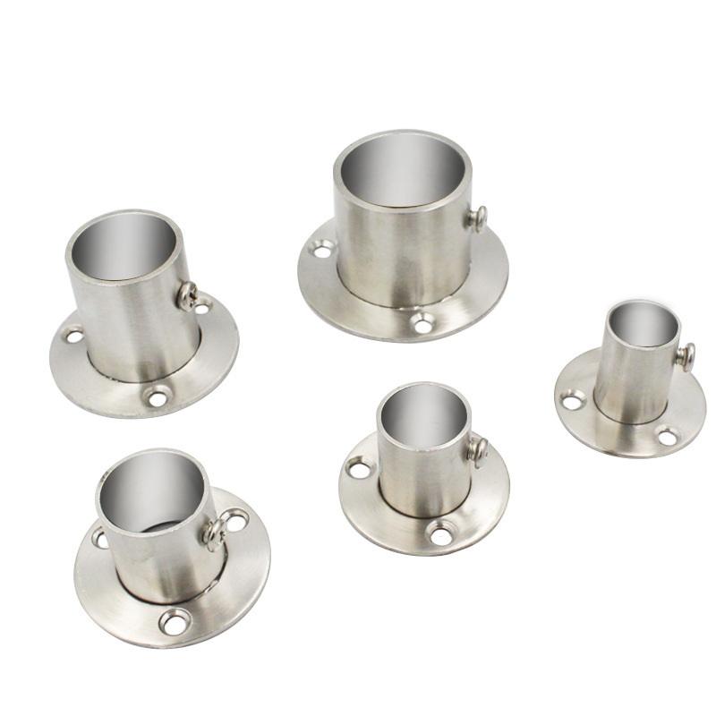 Stainless Steel Closet Rod Holder Flange Wall Mounted Pipe Bracket for 25mm Bar Heavy Duty Support for Cupboard Wardrobe Shelf