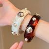 Maillard Brown Resin Shell Pearl Bracelet for Women, Bohemian Retro Seaside Bracelet, Exaggerated Bracelet
