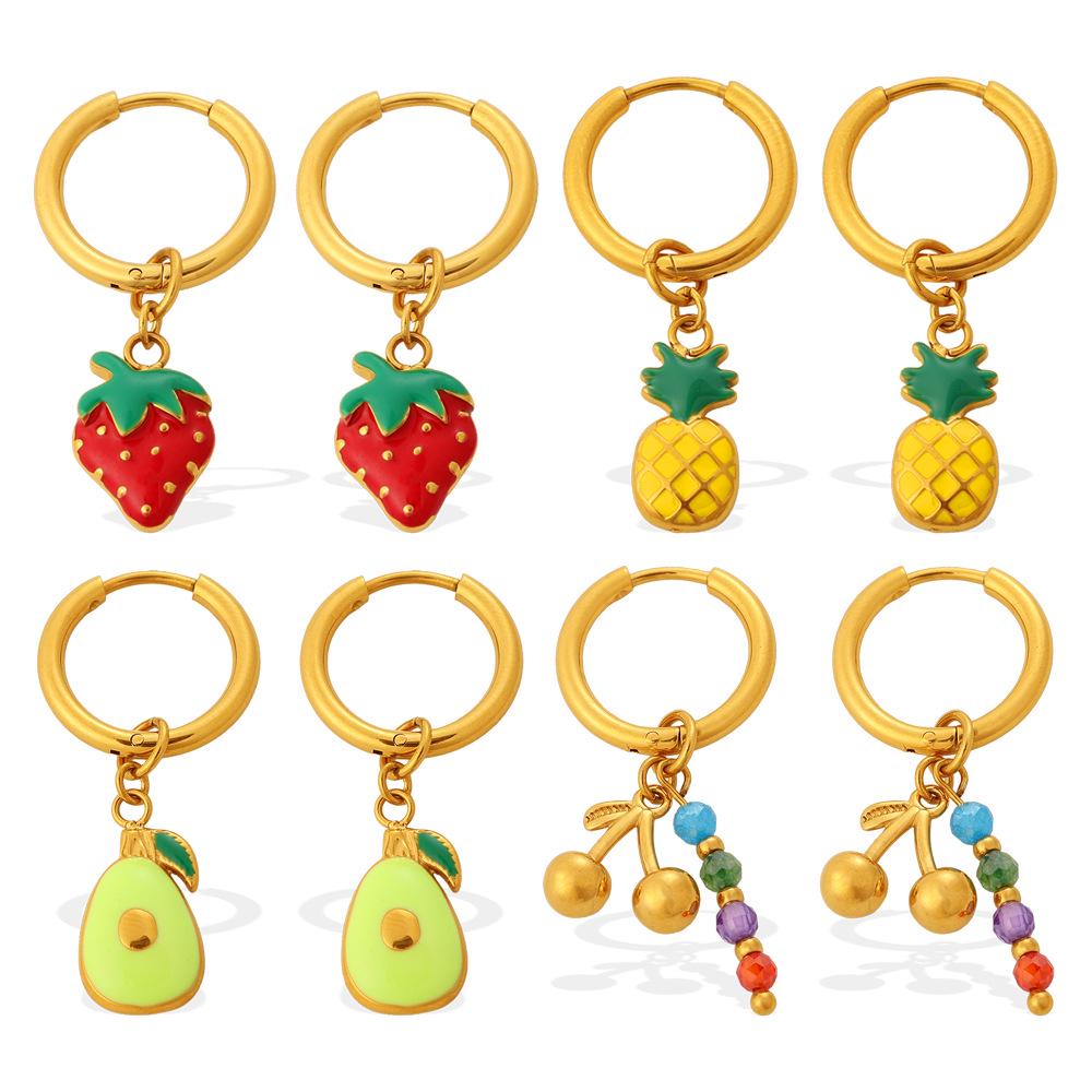 European & American Summer Fresh Fruit Stud Earrings: Strawberry & Pineapple Design for Women
