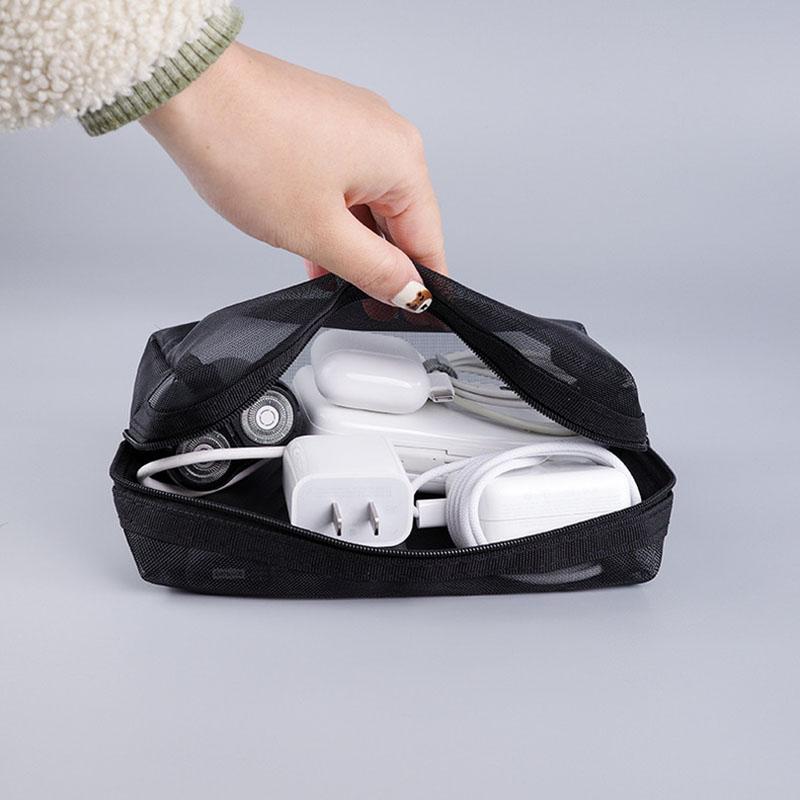 3-teiliges Set Netz-Make-up-Tasche, Ins-Stil Kosmetik-Organizer für Damen, Tragbare Mini-Reise-Kulturbeutel für Lippenstift & Kosmetik