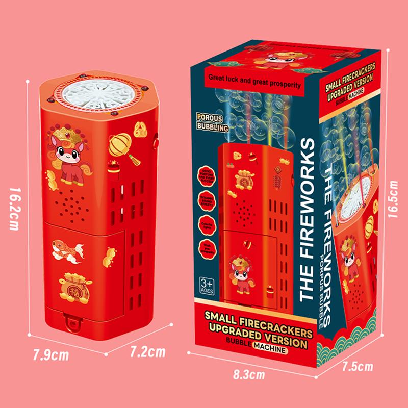 2026 New Year Firework Bubble Machine 20 Holes Bubble Blower Electronic Automatic Bubbles Maker with Music Light for Wedding Kids Party Christmas Gift