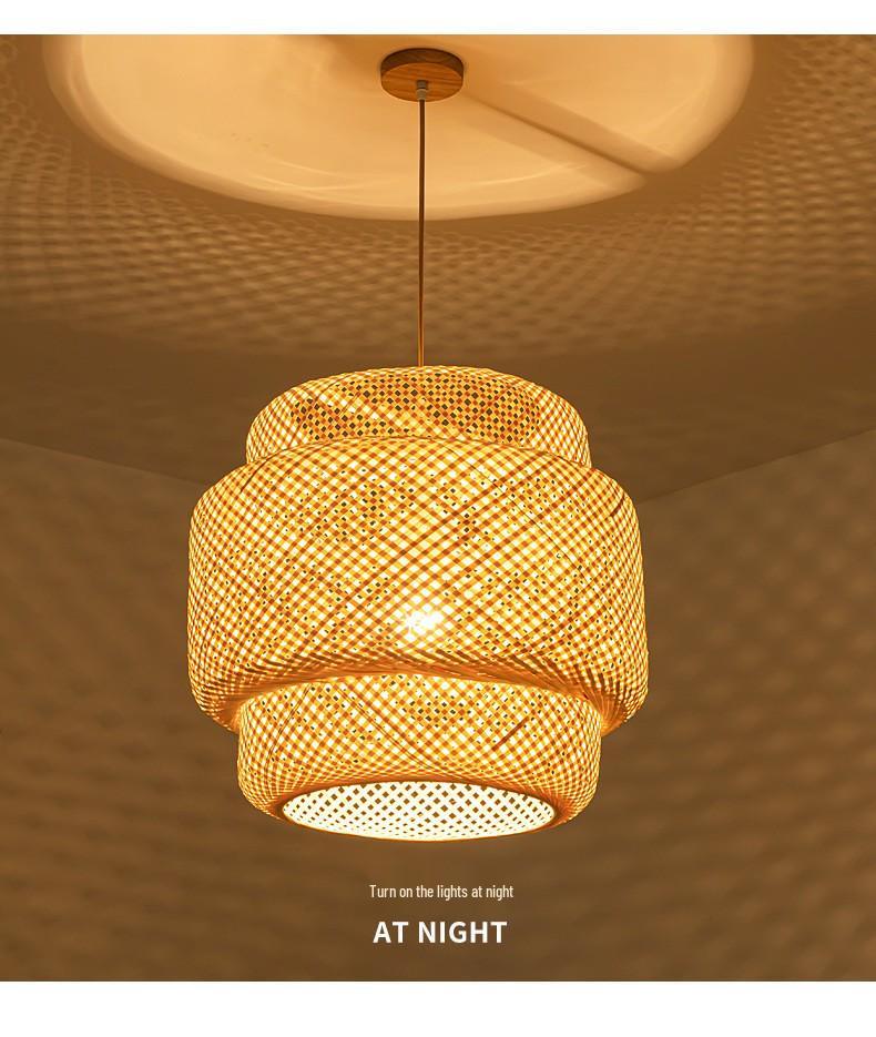 Handgefertigte Bambus-Geflecht-Pendelleuchte - Chinesischer Stil für Restaurants, Schlafzimmer, Gästehäuser & Teestuben.