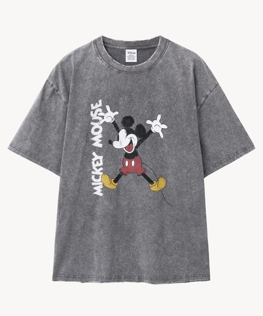 VTWO Vintage Washed Jumper _Mickey _T-Shirt (Grey)