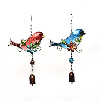 Campanella per uccelli in vetro goffrato creativo Decorazione colibrì Artigianato Ornamenti in metallo e vetro da appendere