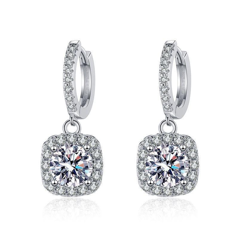 1PC moissanite earrings s925 sterling silver zircon stud earrings women's earrings classic square bag earrings jewelry