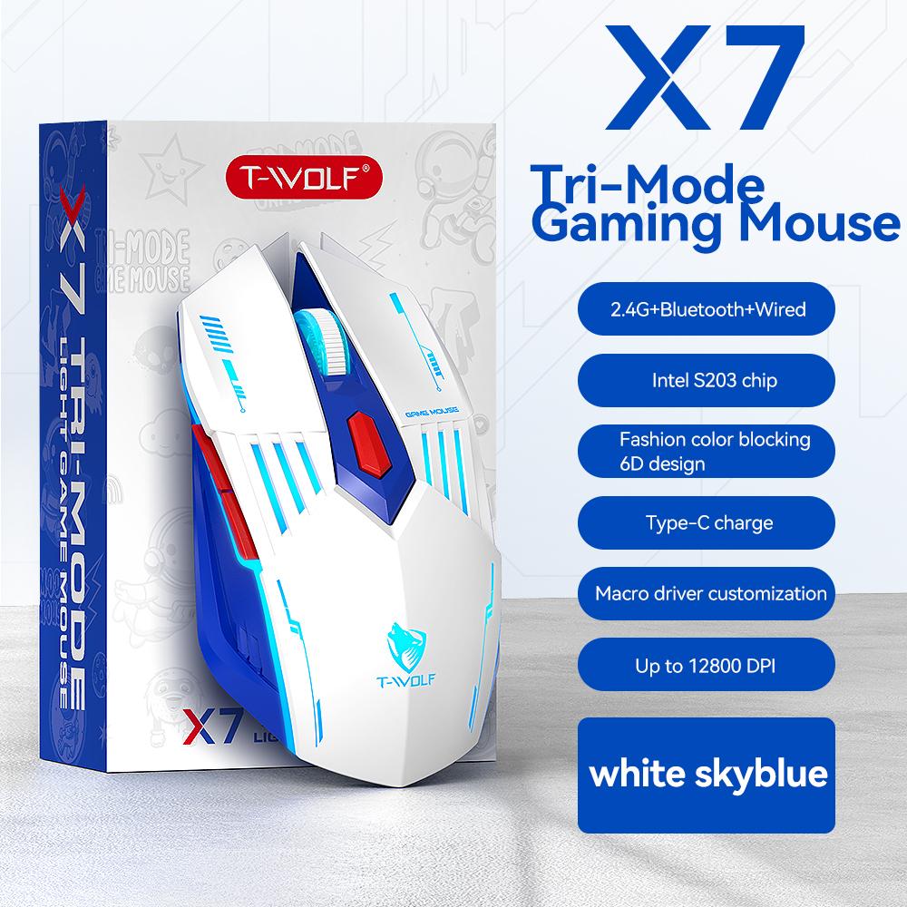 2025 NEW HOT 6D Design RGB Bluetooth+2.4G+Wired Mouse Lighting Effect Mouse Gaming USB Mouse 6 Keys Ergonomic Mice Plug and Play