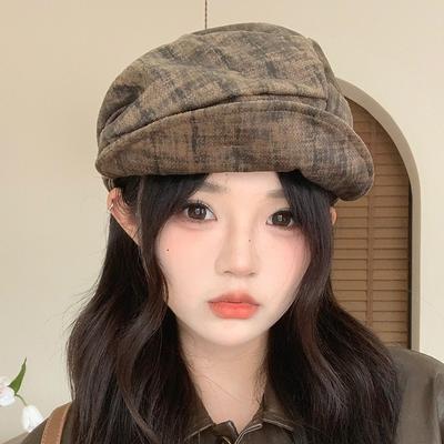 Japanese Retro Beret Hat for Women New Spring and Summer Octagonal Hat  Versatile Face  Small Pleated Newsboy Hat for Men