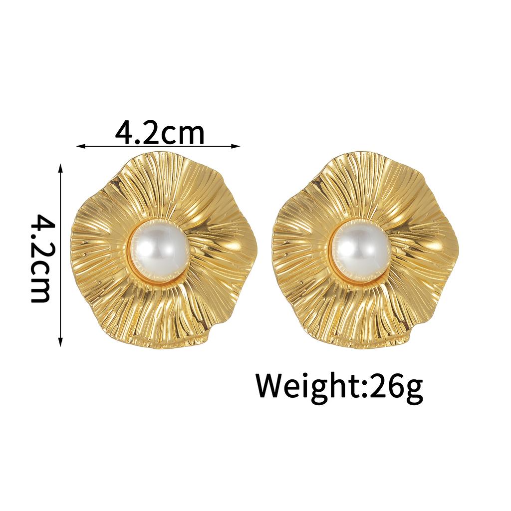 Atoztide Gold Color Imitation Pearl Earrings for Women Girl Stainless Steel Temperament Elegant Stud Earring Party Jewelry Gift