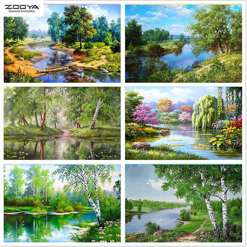 

ZOOYA 5D DIY Полный дрель Алмазная картина Пейзаж Искусство Вышивка Стежок Мозаика Домашний Декор Подарок