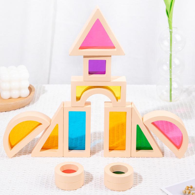 Colorful Acrylic Translucent Building Blocks Baby Shape Recognize Educate Early