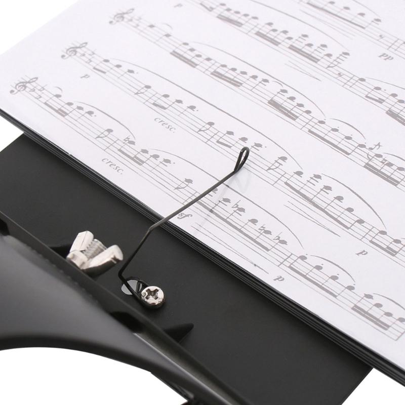 Black Arm Mounted Music Holder, Flute Lyre, Adjustable Forearm Sheet Folder with 5 Sleeves and ABS Panel for Band Use, Reading Support, and Practice