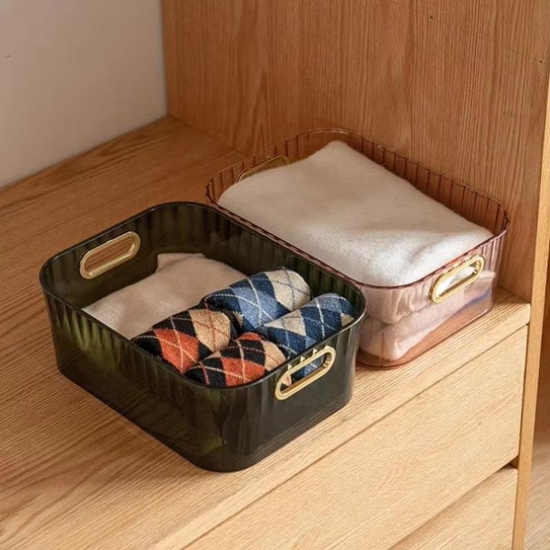 3/2Pcs Multi-Purpose Plastic Organizer Green Rectangular Storage Box with Handle for Bathroom Makeup Pet Kitchen Pantry