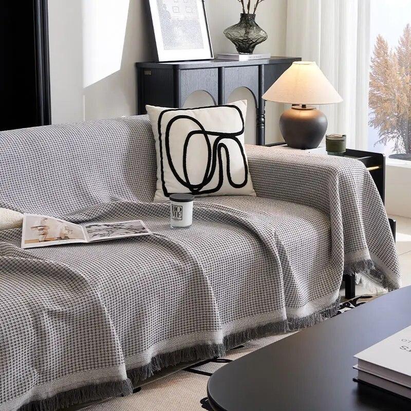 Geometry Couch Cover for Pet Dogs Cat Chenille Sofa Cover Sofa Towel Mat Anti Slip Sofa Protective Cover Blanket Carpet