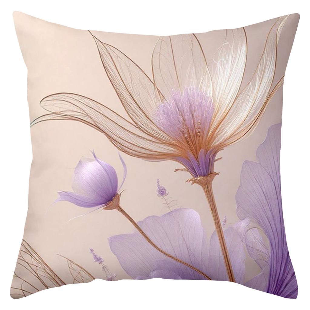 Purple Flower Printed Cushion Covers For Home Decor Polyester pillowcase, sofa decorative cushion cov Headboard Pillow