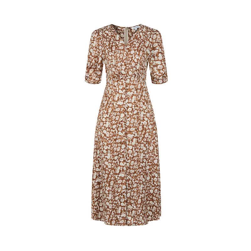 Jiu Zi Anna Kou Elegant Holiday Floral Print Dress
