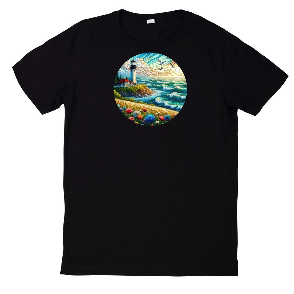 Camiseta Vidro Colorido Colorido Motivo Farol AlgodãoSerá aberta em uma nova janela ou aba