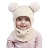 Autumn and winter children's pullover hat double ball ear protector balaclava hat boys and girls baby knitted hat wool integrated hat