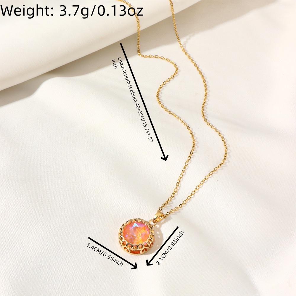 1 Piece Trendy Colorful Round Pendant Necklaces for Women Gold Color Stainless Steel Necklace Jewelry Party Accessories