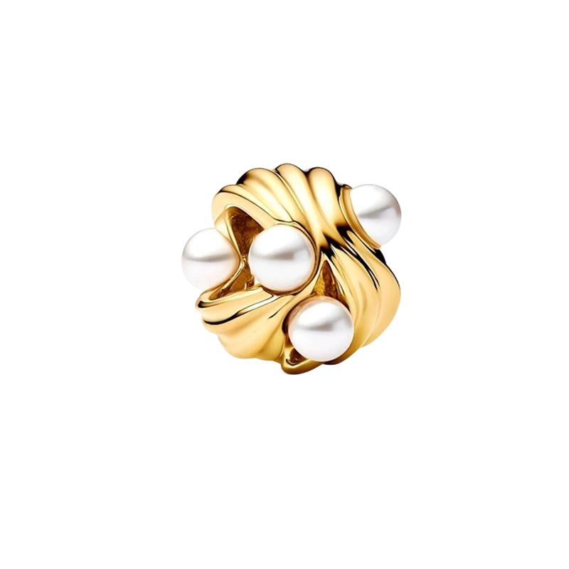 Sparking Gold Plated Charm Beads Dangle Original Snake Fit Copper Bracelet Necklace Beads For Diy Jewelry Women Gift