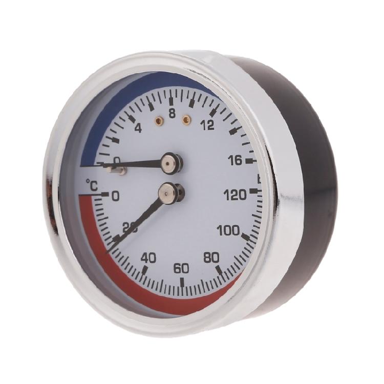 0-120℃ Pressure Gauges for Floor Heating 1/4inch Thermomanometer Boiler Temperature Pressure Gauges Metal