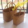 Handmade Woven Flower Basket S Size Sturdy Seagrass Storage Basket for Plant Pot Cover Laundry Picnic Market Bag