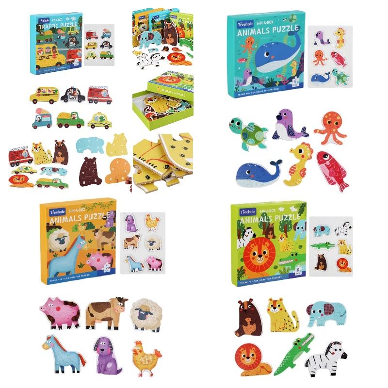 Wooden Puzzle Set Farm Forest Ocean Traffic Themes