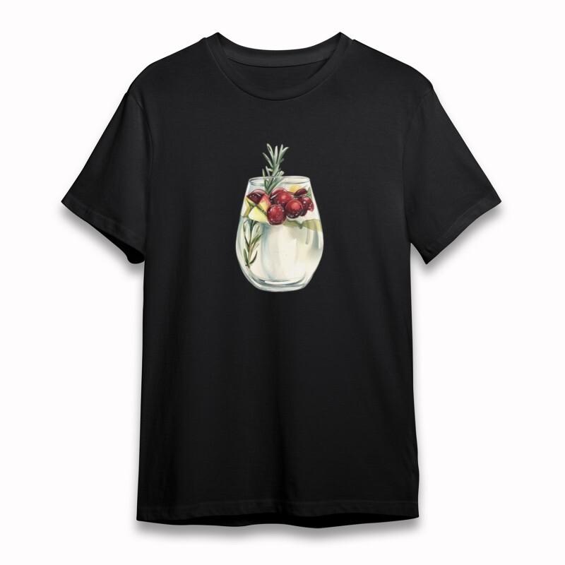Women's Classic T-Shirt Cherry and Herb Infusion Watercolor Cotton Plus Size Tee